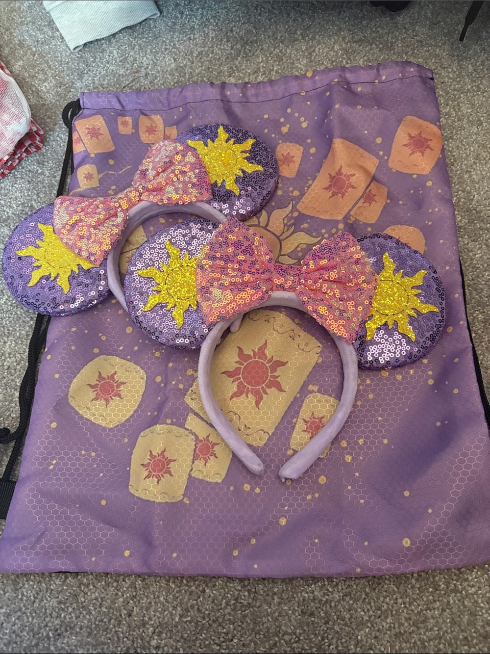 Mommy and Me Tangled Mouse Ear Headbands and backpack